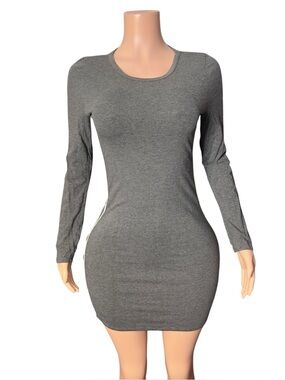Long Sleeve Bodycon Dress in Gray